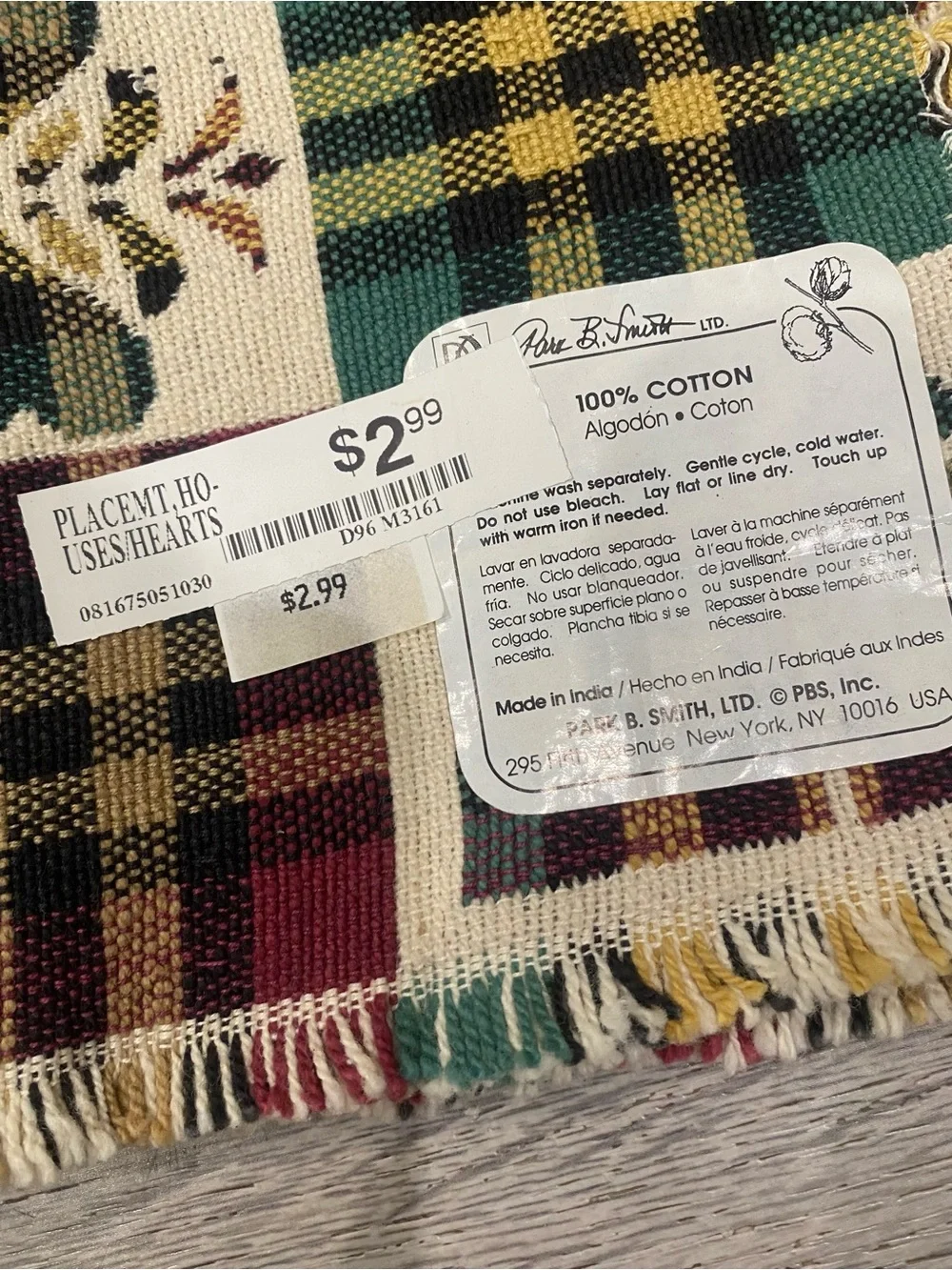 Vintage Park B Smith Woven Tapestry Placemats Set of 6 Houses Hearts